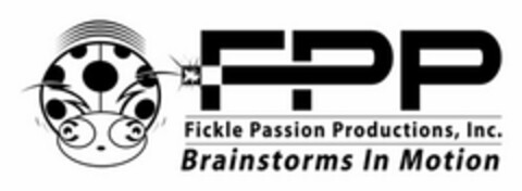 FPP FICKLE PASSION PRODUCTIONS, INC. BRAINSTORMS IN MOTION Logo (USPTO, 11/03/2009)