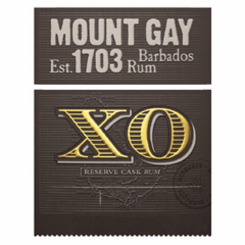 MOUNT GAY EST. 1703 BARBADOS RUM XO RESERVE CASK RUM Logo (USPTO, 20.05.2014)