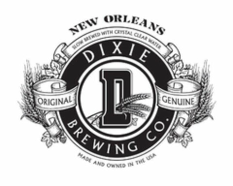 NEW ORLEANS SLOW BREWED WITH CRYSTAL CLEAR WATER DIXIE BREWING CO. D ORIGINAL GENUINE MADE AND OWNED IN THE USA Logo (USPTO, 28.08.2017)