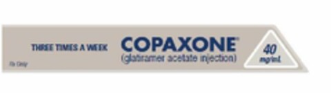 COPAXONE 40MG/ML (GLATIRAMER ACETATE INJECTION) THREE TIMES A WEEK RX ONLY Logo (USPTO, 16.10.2017)