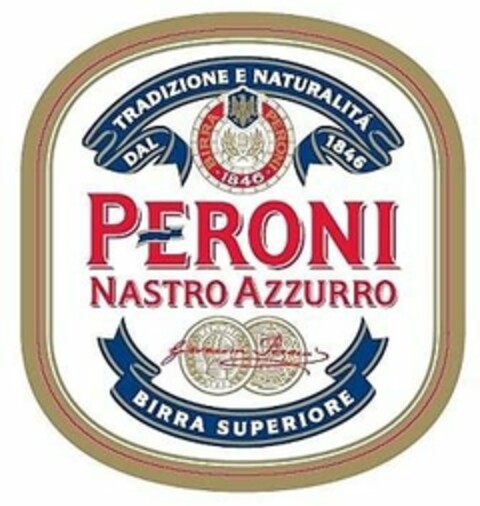 PERONI NASTRO AZZURRO TRADIZIONE E NATURALITA DAL 1846 BIRRA SUPERIORE Logo (USPTO, 12/22/2009)