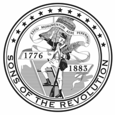 EXEGI MONUMENTUM AERE PERENNIUS 1776 1883 SONS OF THE REVOLUTION Logo (USPTO, 03/26/2016)