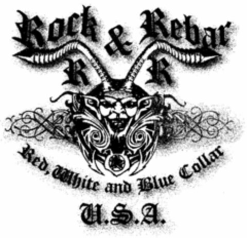 ROCK & REBAR R R RED, WHITE AND BLUE COLLAR U.S.A. Logo (USPTO, 15.05.2009)