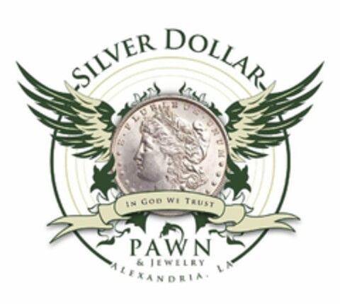 SILVER DOLLAR PAWN & JEWELRY, ALEXANDRIA, LA, E PLURIBUS UNUM, IN GOD WE TRUST Logo (USPTO, 16.05.2012)