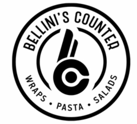 BELLINI'S COUNTER WRAPS · PASTA ·  SALADS BC Logo (USPTO, 18.07.2017)