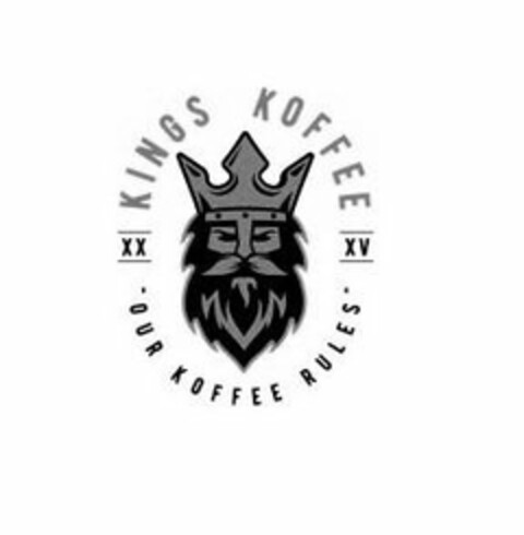 KINGS KOFFEE XX XV OUR KOFFEE RULES Logo (USPTO, 07/18/2017)