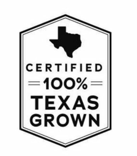 CERTIFIED 100% TEXAS GROWN Logo (USPTO, 18.09.2018)