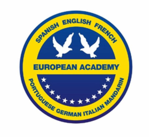 SPANISH ENGLISH FRENCH EUROPEAN ACADEMY PORTUGUESE GERMAN ITALIAN MANDARIN Logo (USPTO, 01/31/2020)