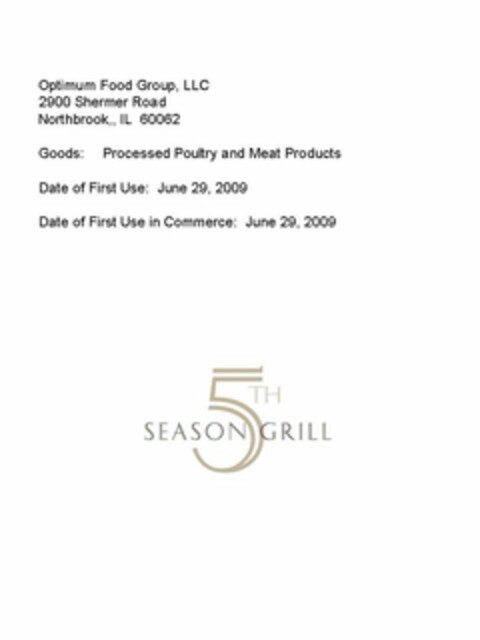 5TH SEASON GRILL Logo (USPTO, 27.05.2010)