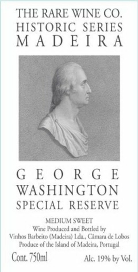 THE RARE WINE CO. HISTORIC SERIES GEORGE WASHINGTON SPECIAL RESERVE Logo (USPTO, 16.06.2017)