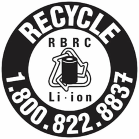 RECYCLE 1.800.822.8837 RBRC LI-ION Logo (USPTO, 25.07.2011)