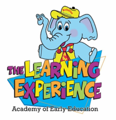 BUBBLES THE ELEPHANT THE LEARNING EXPERIENCE ACADEMY OF EARLY EDUCATION ABC Logo (USPTO, 10/24/2012)