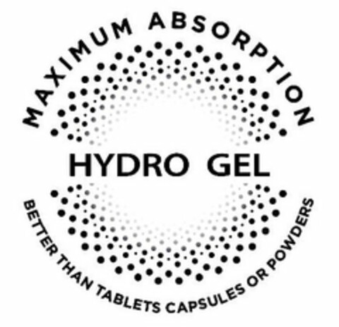 MAXIMUM ABSORPTION HYDRO GEL BETTER THAN TABLETS CAPSULES OR POWDERS Logo (USPTO, 10/24/2017)