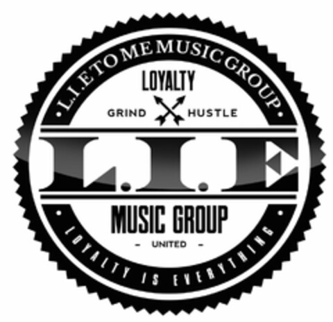 ·LIE TO ME MUSIC GROUP LOYALTY GRIND HUSTLE L.I.E MUSIC GROUP - UNITED - LOYALTY IS EVERYTHING Logo (USPTO, 07/02/2019)