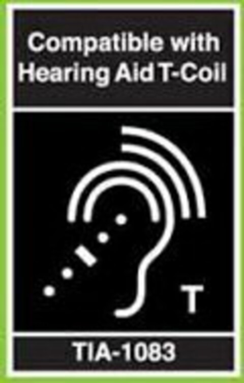 COMPATIBLE WITH HEARING AID T-COIL T TIA-1083 Logo (USPTO, 03/22/2016)