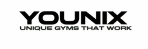 YOUNIX UNIQUE GYMS THAT WORK Logo (USPTO, 30.06.2020)