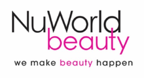 NUWORLD BEAUTY WE MAKE BEAUTY HAPPEN Logo (USPTO, 04/28/2016)