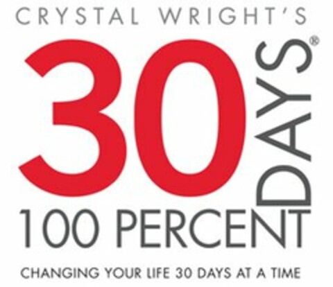 CRYSTAL WRIGHT'S 30 DAYS 100 PERCENT CHANGING YOUR LIFE 30 DAYS AT A TIME Logo (USPTO, 12.06.2009)