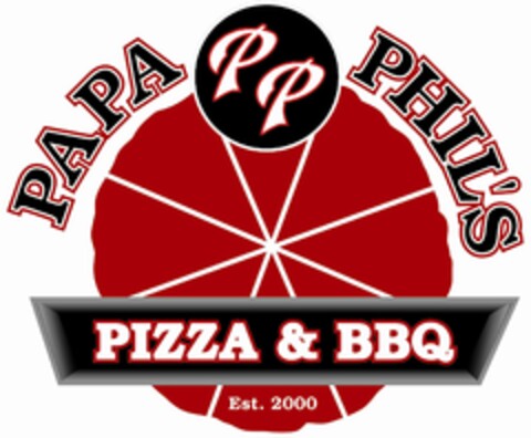 PP PAPA PHIL'S PIZZA & BBQ EST. 2000 Logo (USPTO, 27.04.2010)