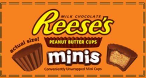 REESE'S MINIS MILK CHOCOLATE PEANUT BUTTER CUPS ACTUAL SIZE! CONVENIENTLY UNWRAPPED MINI CUPS Logo (USPTO, 11/10/2010)