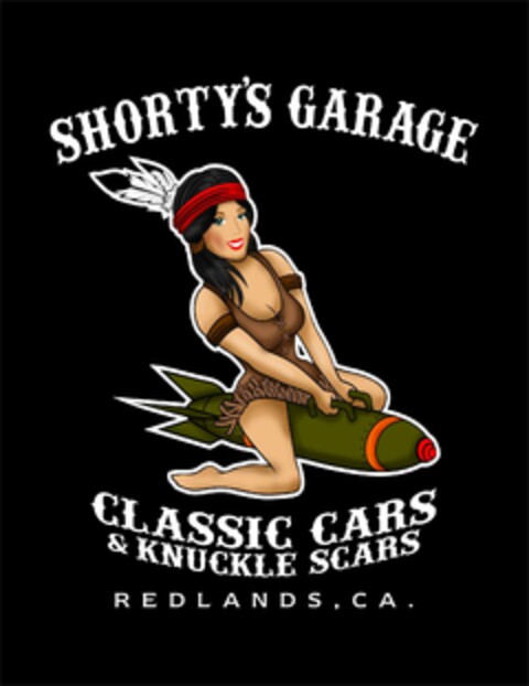 SHORTY'S GARAGE CLASSIC CARS & KNUCKLE SCARS REDLANDS, CA. Logo (USPTO, 30.01.2018)