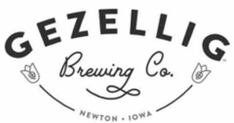 GEZELLIG BREWING CO. NEWTON · IOWA Logo (USPTO, 09/04/2020)