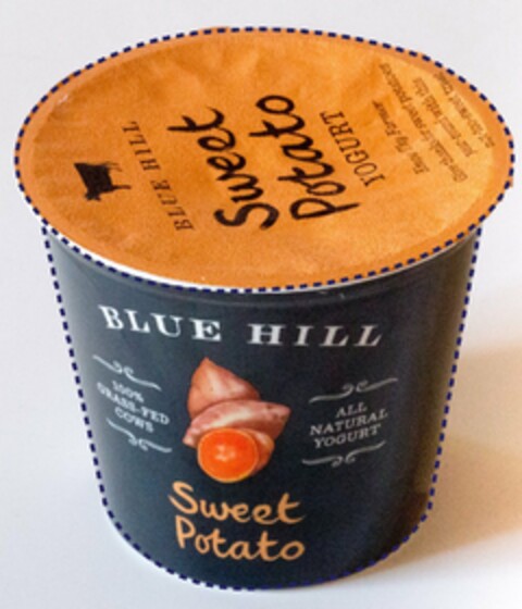 BLUE HILL 100% GRASS-FED COWS ALL NATURAL YOGURT SWEET POTATO BLUE HILL SWEET POTATO YOGURT KNOW THY FARMER GIVE THANKS FOR SWEET POTATOES YEAR-ROUND WITH THIS NOT-SO-SWEET TREAT Logo (USPTO, 09/27/2014)