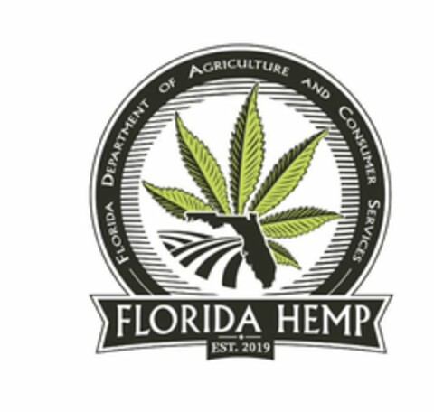 FLORIDA HEMP EST. 2019 FLORIDA DEPARTMENT OF AGRICULTURE AND CONSUMER SERVICES Logo (USPTO, 23.07.2020)