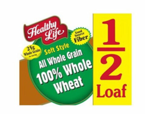 HEALTHY LIFE 25G WHOLE GRAIN PER SERVING GOOD SOURCE FIBER SOFT STYLE ALL WHOLE GRAIN 100% WHOLE WHEAT 1/2 LOAF Logo (USPTO, 01.11.2017)