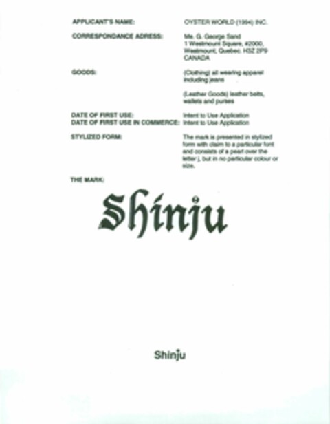 SHINJU Logo (USPTO, 18.06.2009)