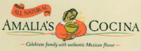 ALL NATURAL AMALIA'S COCINA CELEBRATE FAMILY WITH AUTHENTIC MEXICAN FLAVOR Logo (USPTO, 10/07/2010)