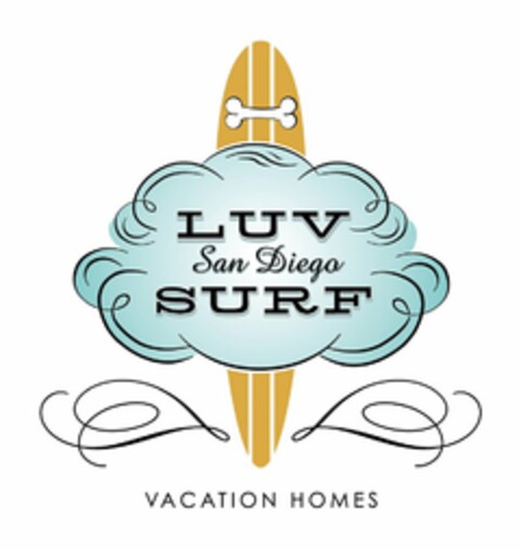 LUV SAN DIEGO SURF VACATION HOMES Logo (USPTO, 04/25/2016)