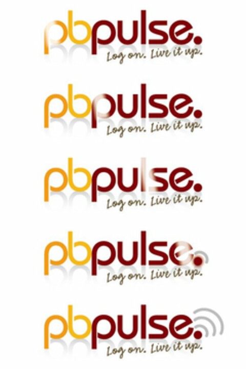 PBPULSE. LOG ON. LIVE IT UP. Logo (USPTO, 01/20/2010)