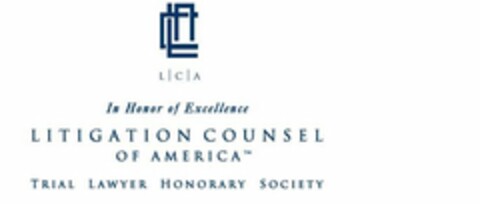 LCA IN HONOR OF EXCELLENCE LITIGATION COUNSEL OF AMERICA TRIAL LAWYER HONORARY SOCIETY Logo (USPTO, 16.01.2009)