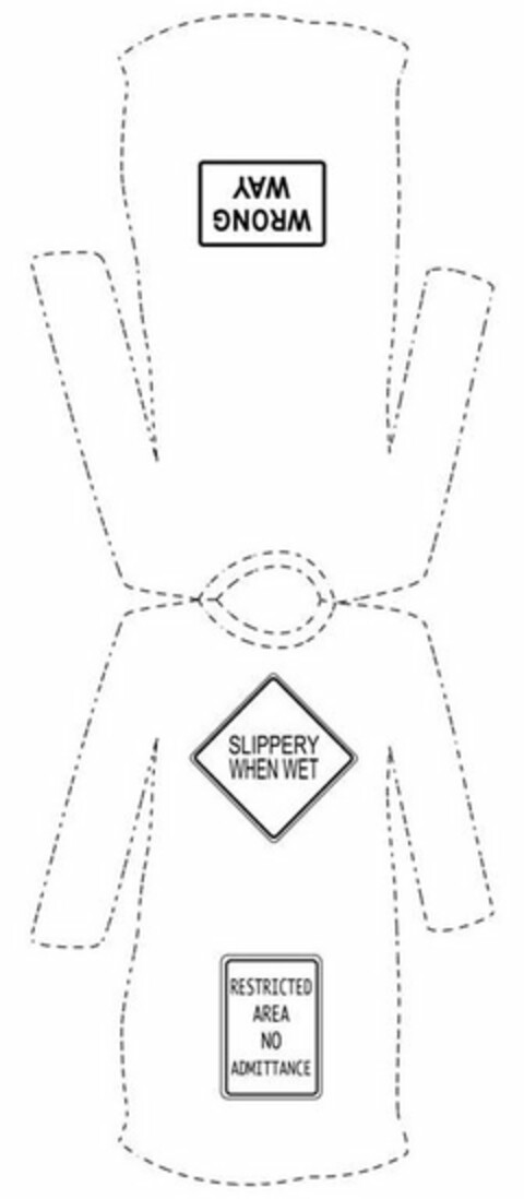 SLIPPERY WHEN WET RESTRICTED AREA NO ADMITTANCE WRONG WAY Logo (USPTO, 26.01.2009)