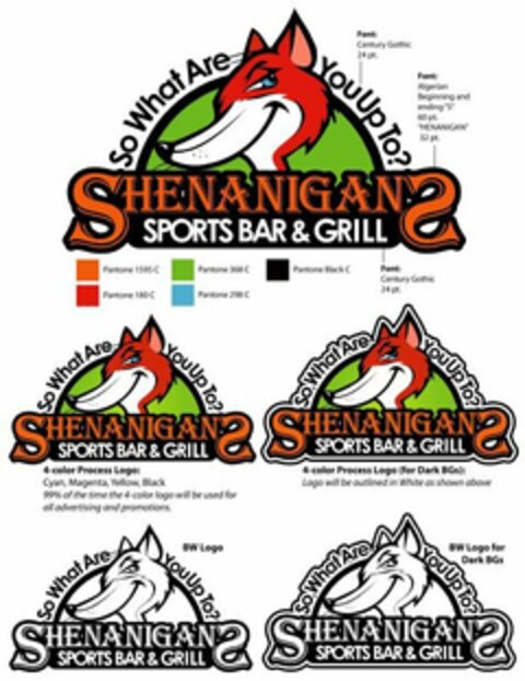 SHENANIGANS SPORTS BAR & GRILL SO WHAT ARE YOU UP TO? Logo (USPTO, 04/17/2012)