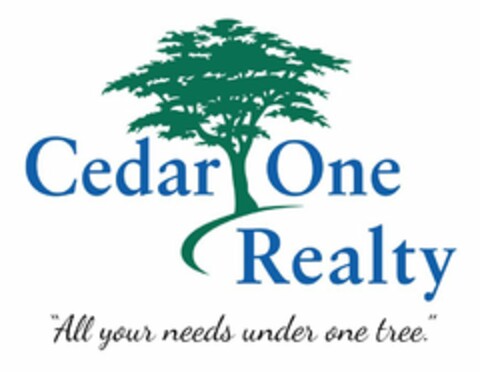 CEDAR ONE REALTY "ALL YOUR NEEDS UNDER ONE TREE." Logo (USPTO, 02/20/2020)