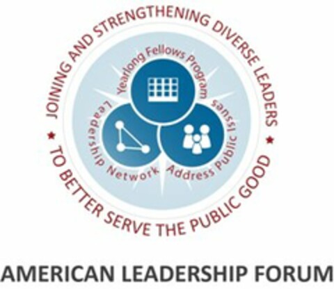 JOINING AND STRENGTHENING DIVERSE LEADERS TO BETTER SERVE THE PUBLIC GOOD YEARLONG FELLOWS PROGRAM ADDRESS PUBLIC ISSUES LEADERSHIP NETWORK AMERICAN LEADERSHIP FORUM Logo (USPTO, 01.07.2013)