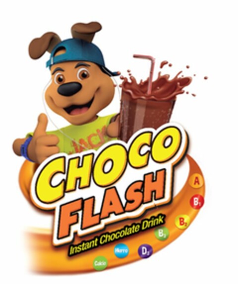 JACK CHOCO FLASH INSTANT CHOCOLATE DRINK A B1 B2 B3 D3 HIERRO CALCIO Logo (USPTO, 25.02.2014)