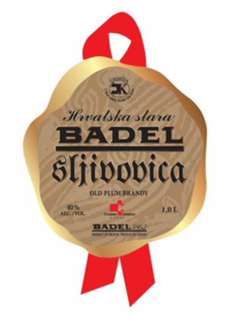 HRVATSKA STARA BADEL SLJIVOVICA OLD PLUM BRANDY CROATIAN CREATION A L C O L BADEL 1862 PRODUCT OF CROATIA Logo (USPTO, 16.04.2015)