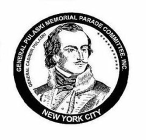 GENERAL PULASKI MEMORIAL PARADE COMMITTEE, INC. GENERAL CASIMIR PULASKI NEW YORK CITY Logo (USPTO, 26.03.2020)