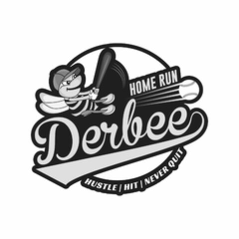 HOME RUN DERBEE, HUSTLE, HIT, NEVER QUIT Logo (USPTO, 09.08.2017)