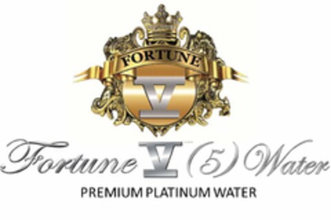 FORTUNE V (5) WATER - PREMIUM PLATINUM WATER Logo (USPTO, 10/21/2014)