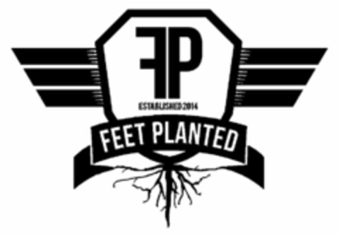 FEET PLANTED ESTABLISHED 2014 FP Logo (USPTO, 10/30/2014)