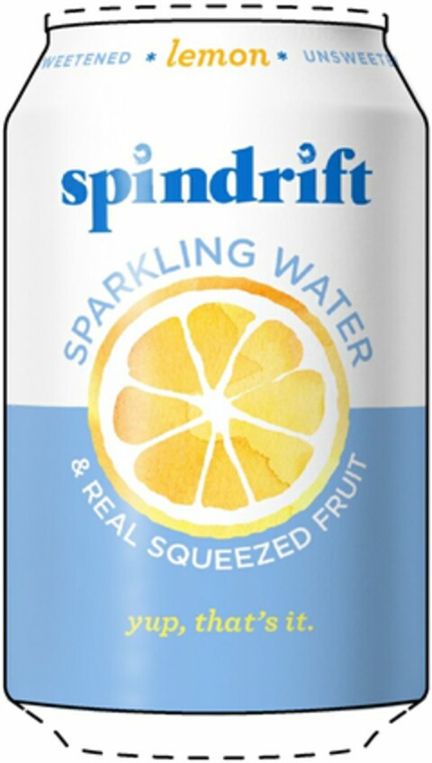 SPINDRIFT * LEMON * UNSWEETENED SPARKLING WATER & REAL SQUEEZED FRUIT YUP, THAT'S IT. Logo (USPTO, 05/02/2017)