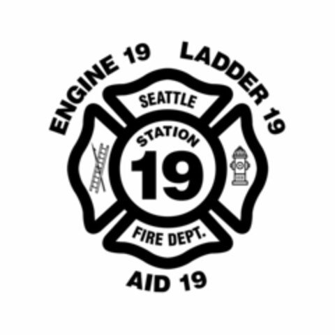 SEATTLE FIRE DEPT. STATION 19 ENGINE 19 LADDER 19 AID 19 Logo (USPTO, 26.01.2018)