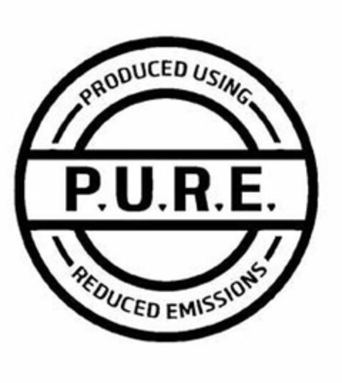 P.U.R.E. PRODUCED USING REDUCED EMISSIONS Logo (USPTO, 08/27/2019)