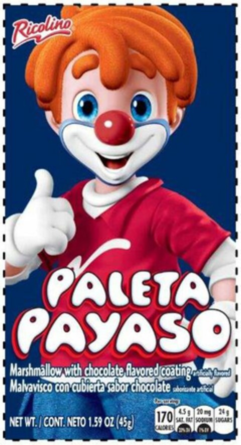 RICOLINO PALETA PAYASO Logo (USPTO, 18.06.2013)