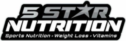 5 STAR NUTRITION SPORTS NUTRITION WEIGHT LOSS VITAMINS Logo (USPTO, 09.11.2015)
