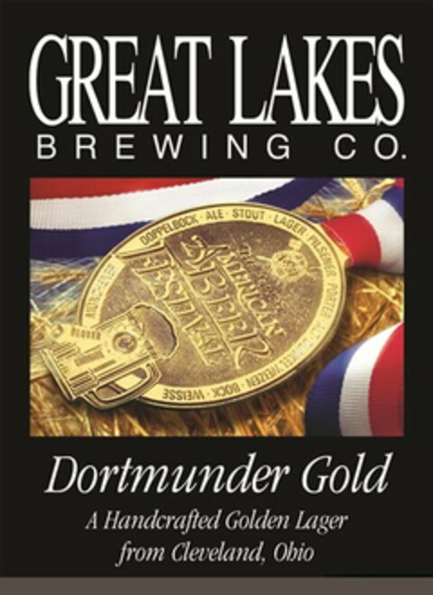 GREAT LAKES BREWING CO. DORTMUNDER GOLD A HANDCRAFTED GOLDEN LAGER FROM CLEVELAND, OHIO Logo (USPTO, 29.09.2011)